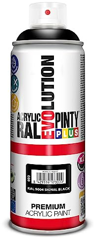 Pintura spray Acrílica Brillo PINTYPLUS EVOLUTION 520cc Signal, negro ral 9004, estándar