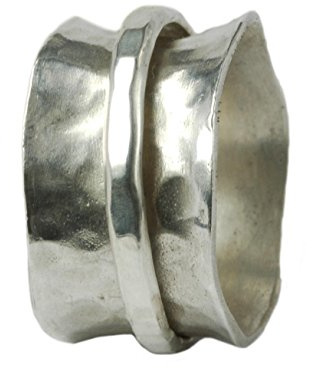 Breiter gewölbter Ring 925er Silber mit beweglicher Ringschiene Größen 58 (18.5)