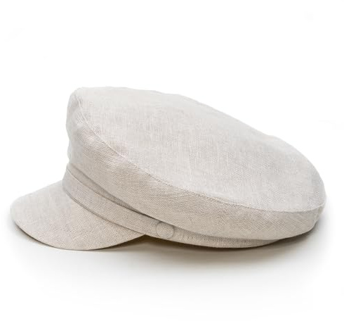 Sterkowski Pireus Sommermütze | 100% Leinen Bretonmütze Für Herren und Damen | Leichte Marine Cap