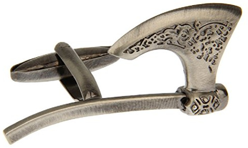 MRCUFF Broadaxe Ax Medieval Gunmetal Black Hatchet Cufflinks in a Presentation Gift Box & Polishing Cloth