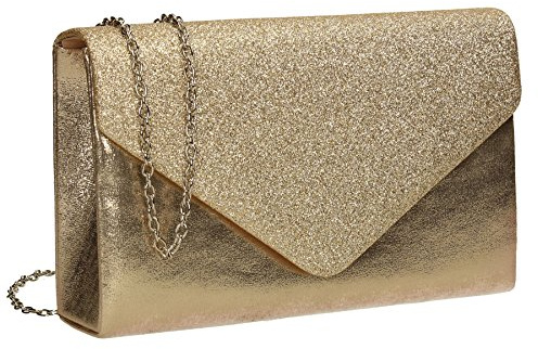 SwankySwans Women's Kelly Glitter Envelope Clutch Bag Party Prom Bag Clutch