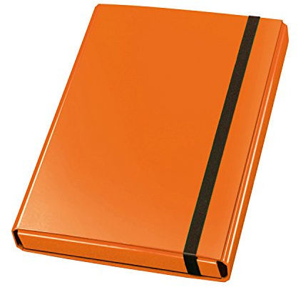 VELOFLEX - Sammelbox VELOCOLOR DIN A4 mit Gummizug Orange | Aus glanzkaschiertem Karton, 40 mm Füllhöhe, mit 3 Innenklappen, gerilltem Rücken, 23 x 32 cm