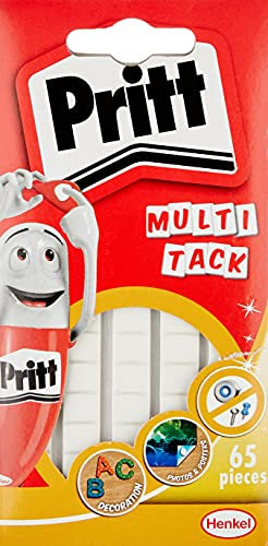 Pritt Multi Tack (1 pack de 65 pcs), cuadrados de masilla adhesiva blanca multiusos, adhesivo reposicionable y reutilizable para manualidades y proyectos de DIY