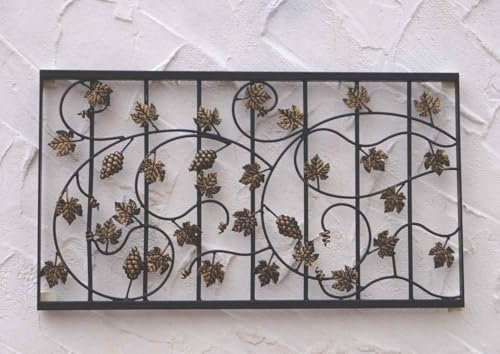 Fenstergitter Schmiedeeisen Ziergitter Einbruchschutz Bachus-Z60/100 VSG Höhe 60 cm Breite 102 cm Feuer Verzinkt schwarz pulverbeschichtet Goldfarben patiniert