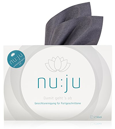 nu:ju Abschminktücher/Reinigungstücher 2in1 aus Mikrofaser | Make-Up entfernen nur mit Wasser | 2er Pack inkl. Etui - antibakteriell, sanft zur Haut, wiederverwendbar und waschbar bis 95°C