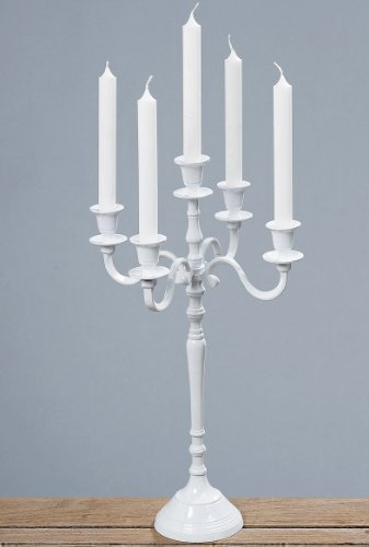 DAFLOXX 50cm KERZENLEUCHTER 'Victoria' IN Weiss 5-FLAMMIG AUS Metall