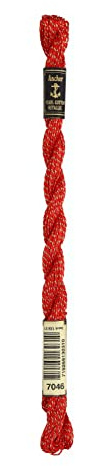 Anchor Stickgarne, 89% Baumwolle, 11% Metallised Polyester, rot Gold, Stärke 5, 5 g, 4317005-07046