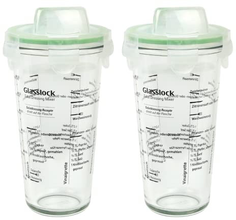 GLASSLOCK (2 x PC-318-SD. 2 x 450 ml shaker en verre – Type de shaker – Jusqu'à 300 ml étiqueté