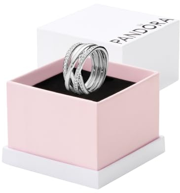 Pandora Timeless Ewigkeitsring, funkelnde und polierte Linien, Silber, mit Cubic Zirkonia