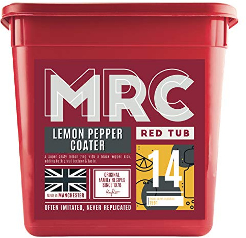 MRC Lemon Pepper Coater 2.5kg – Professional Lemon & Pepper Pork, Steak or Chicken Seasoning – Zesty & Aromatic Bulk Marinade – Free from MSG, Preservatives & Additives – Made in Manchester