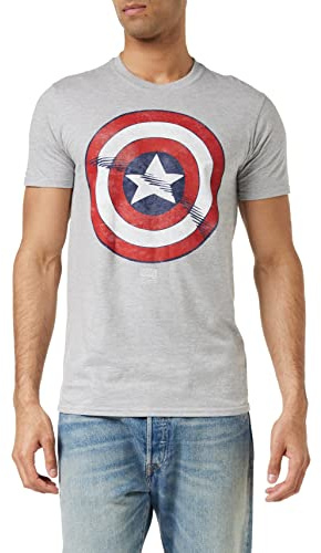 MARVEL Camiseta Manga Corta Captain America Shield Gris M