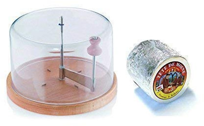 Komplett Set Käsehobel ganzer Laib Tete de Moine Käse Classic Original Haube