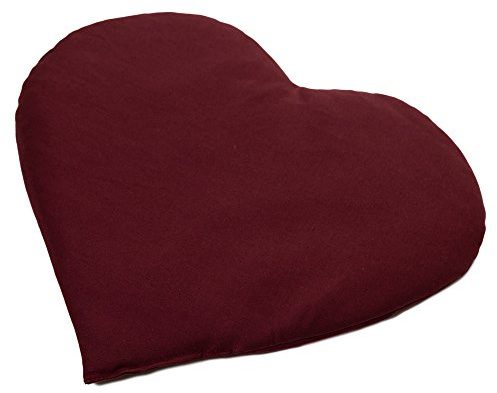 Coussin aux grains d'épeautre biologique en forme de coeur environ 30x25cm bordeaux - Coussin Thermique - Coussin aux graines - Bouillotte sèche