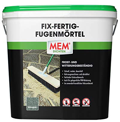 MEM Fix-Fertig-Fugenmörtel, Witterungsbeständig, Anwendungsfertig, Gegen Unkrautbewuchs, Steingrau, 12,5 kg