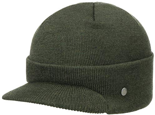 LIERYS Fine Merino Strickcap Damen Herren Wintermütze aus Merinowolle Mütze mit Schirm Herbst Winter