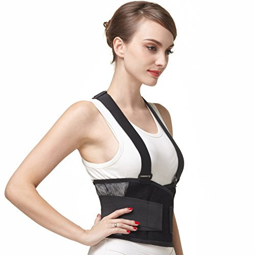 Neotech Care Back Support Belt with Braces - Light & Breathable - Lumbar Support Belt for Lower Back Pain - Black Colour (Size XL)