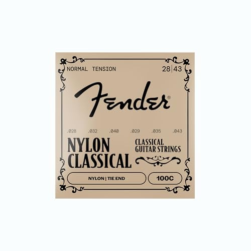 Fender Nylon Guitar Strings, 100 Clear/Silver, Tie End, Gauges .028-.043, (6)