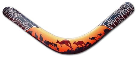 Kangaroo Pelican Boomerang - Authentic Australian Boomerangs with Aboriginal Design.