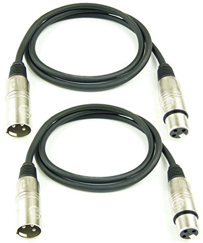 Adam Hall Cables 2 Stück K3MMF0100 Mikrofonkabel XLR female auf XLR male DMX Audio Kabel 3 pol polig (1,0 m, Schwarz, 2)