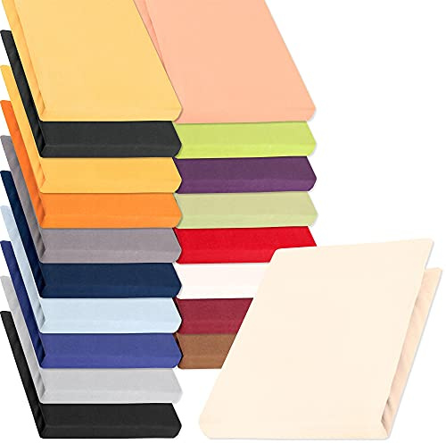 aqua-textil Pur Jersey Spannbettlaken 180x200-200x220 cm Natur beige Wasserbett Boxspringbett 160g/qm Mako Baumwolle