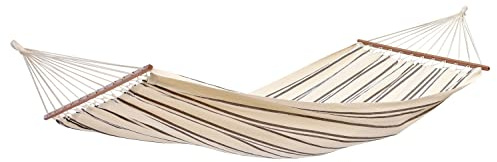 AMAZONAS Boho Stabhängematte XL Brasilia Cappuccino handgefertigt in Brasilien 210 x 140 cm für 1-2 Personen bis 150 kg gestreift