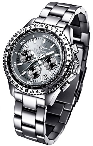 FIREFOX Racer FFS15-104 Zifferblatt titangrau Herrenuhr Armbanduhr Chronograph massiv Edelstahl Sicherheitsfaltschließe 10 ATM Prüfdruck