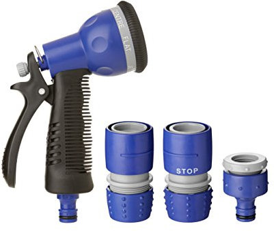 TATAY Soft Touch Kit con Pistola 7 Posiciones y Conectores para Manguera, Azul, 20 x 6,5 x 23 cm
