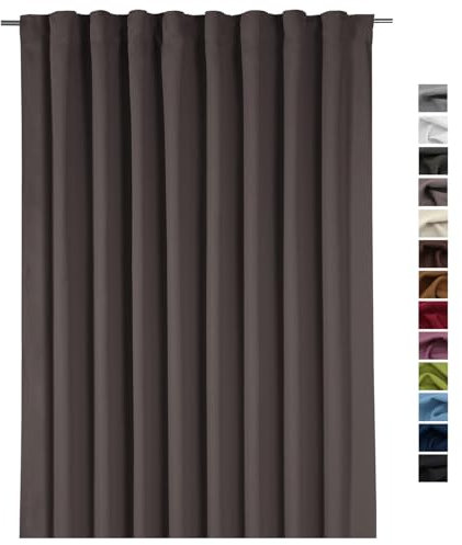 heimtexland Gardine XXL Dekoschal Blickdicht Verdunkelungsgardine Thermogardine HxB 245x275 cm Grau-Braun Kälte- und Wärmeisolierung …auspacken, aufhängen, fertig! Vorhang Typ139