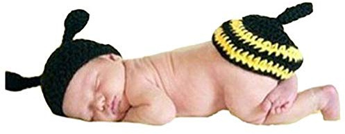 Dtailz Accessoires de photographie pour nouveau-né - Tenue de séance photo pour bébé fille garçon - Costume amusant tricoté Chrochet, abeille, baby