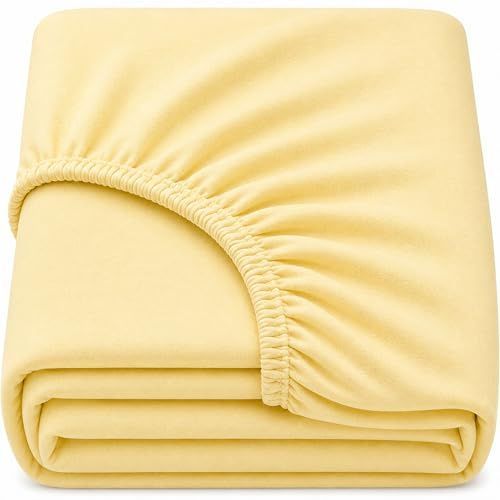 Dudu N Girlie Spannbetttuch für Kinderbett, 100% Baumwolljersey, 70 x 140 cm, Gelb | Voll elastisch, passt bis zu 15 cm tief, atmungsaktiver Stoff, pflegeleicht