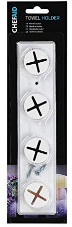 Chef Aid 4 Hole Tea Towel Holder, White Plastic Tradtional Towel Holder