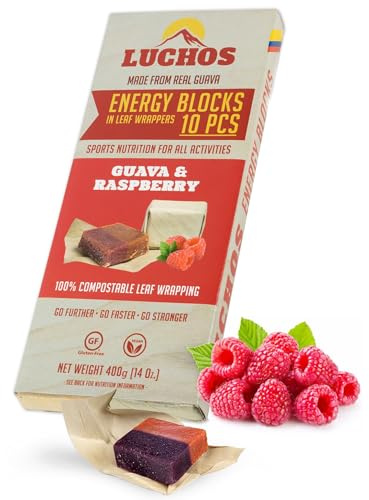 LUCHOS Natürliche Energie-Riegel - Himbeere, 10er Pack | Hohe Kohlenhydrat-Riegel für Ausdauer, Laufen, Radfahren und Workouts | vegan & glutenfrei | Natürliche Ernährungsriegel