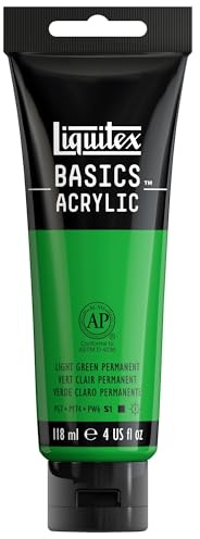 Liquitex 1046312 Grunder – akrylfärg, monopigmenterade konstnärspigmenteringar, ljusäkta, medelviskositet, akivkvalitet, sidenglänsande finish, 118 ml tub, ljusgrön permanent