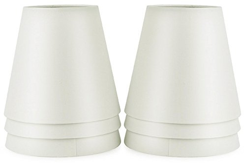 Fuloon 6er Set Lampenschirme für Kerze Kristall Kronleuchter Wandleuchte Hängelampe Stoff Lampenschirm (Weiß)