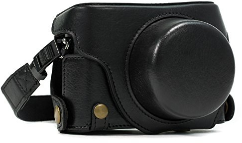 MegaGear Panasonic Lumix DMC-LX100 Ever Ready kamera i läder med remmar och batteriåtkomst svart MG661