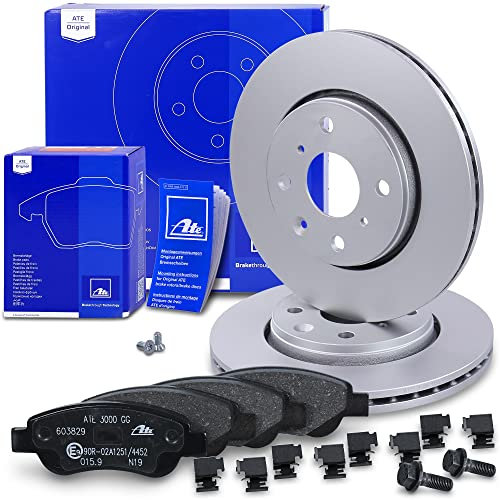 ATE Bremsenset Vorderachse inkl. Bremsscheiben vorne Ø 247 mm belüftet und Bremsbeläge vorne Kompatibel mit CITROËN C1, PEUGEOT, TOYOTA AYGO
