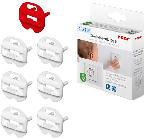 reer Cache-Prises avec Clé de Sécurité Gris 6 Unités