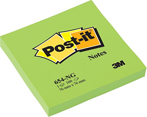 Post-it Notes – neongrön – 6 dynor per förpackning – 100 ark per förpackning – 76 mm x 76 mm