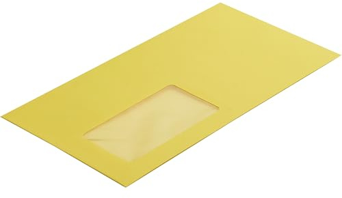 Farbige Briefumschläge DIN C6/5, 229 x 324 mm, mit Fenster, 100 Stück, Gelb | Haftklebung mit Abziehstreifen, Gerade Klappe, 130 g/m² Colorista, Blanke Briefhüllen