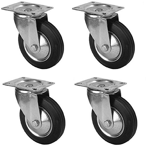 4x Gummiräder Ø 100 mm Transportrollen Lenkrollen Transportrad Bockrollen