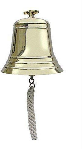 linoows Schiffsglocke mit Wandhalter, Glocke schwere Sorte, Messing Ø 20 cm 4 Kg