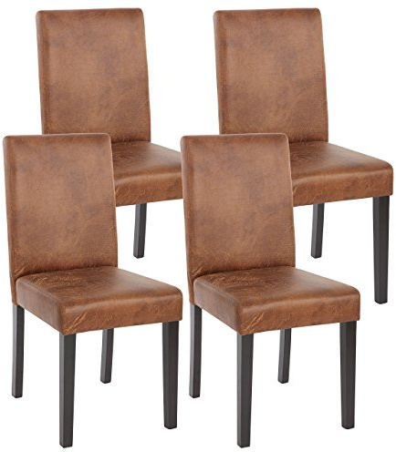 Mendler 4er-Set Esszimmerstuhl Stuhl Küchenstuhl Littau - Textil, Wildlederimitat, dunkle Beine