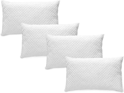 Corredocasa Confezione da 4 Federe Trapuntate con Zip, Federe Cuscini Letto -Copricuscini Coprifedere- Fodere Protettive per Guanciale Anallergico Dimensione cm. 50 X 80