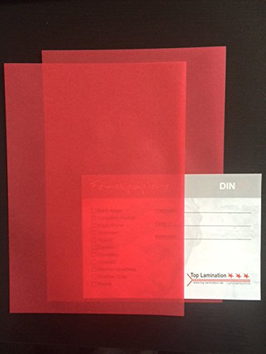 50 Blatt DIN A6 bedruckbares Transparentpapier rot 100g/m² exzellente Durchsicht, sehr gute Qualität, Pergamentpapier