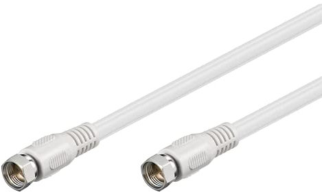 Goobay 50737 Câble de raccordement satellite, câble d'antenne, câble coaxial, prise F sur prise F, blindage double, 1,5m, 80 dB, blanc