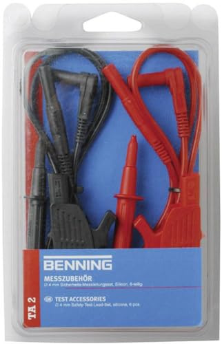 Benning TA 2 Sicherheitsmessleitungsset 6-teilig (Stecktechnik 4 mm, inkl. Messleitungen, Strombelastbarkeit 19A, Strombelastbarkeit 32 A) 44125