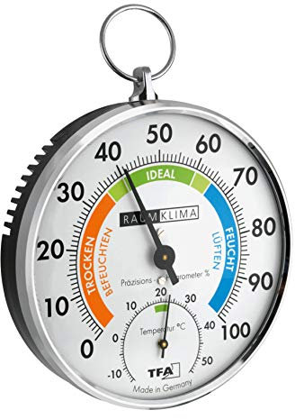 TFA Dostmann Thermo-Hygrometer, 45.2027, zur Messung von Temperatur und Luftfeuchtigkeit, Schimmel vermeiden, analog, mehrfarbig