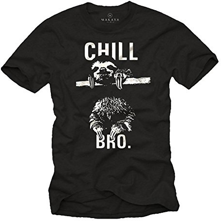 MAKAYA Cooles Hipster T-Shirt mit Faultier für Herren Chill Bro. Größe S-XXXXXL