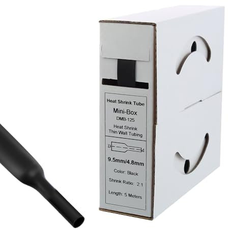 Offgridtec - Tubo termorretráctil (5 m, 9,5 mm > 4,8 mm), color negro