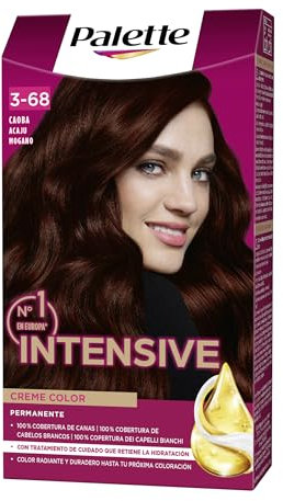 Schwarzkopf Palette Intensive Creme Color - Tono 3.68 cabello Caoba - Coloración Permanente de Cuidado con Aceite de Marula – Óptima cobertura de canas – Color duradero hasta 8 semanas